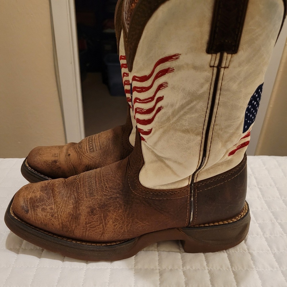 Durango Western Leather Cowboy Boots American Flag USA Patriotic Rustic Farm Fun - Picture 6 of 13